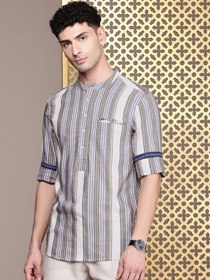 House of Pataudi Striped Rozana Kurta
