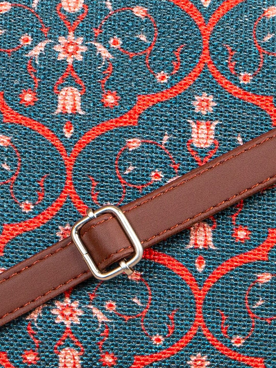 ZOUK Navy Blue Ethnic Motifs Printed Structured Sling Bag