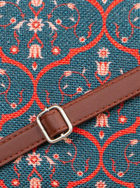 ZOUK Navy Blue Ethnic Motifs Printed Structured Sling Bag