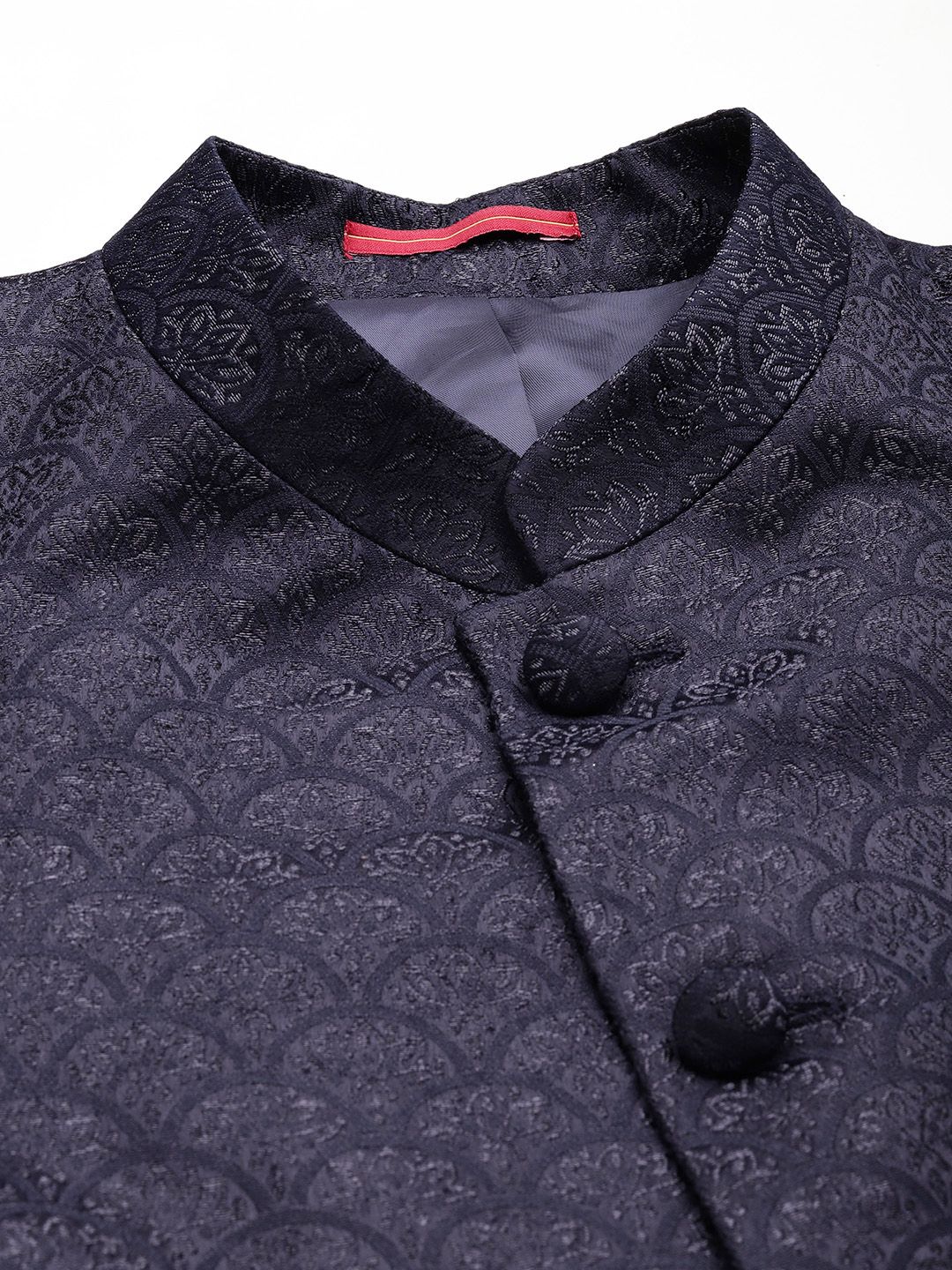 House of Pataudi Self Design Mandarin Collar Bandhgala Jashn Blazers