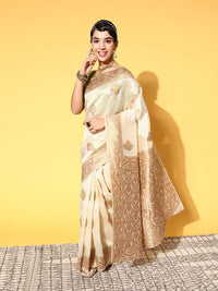 Saree mall Beige Woven Design Banarasi Saree