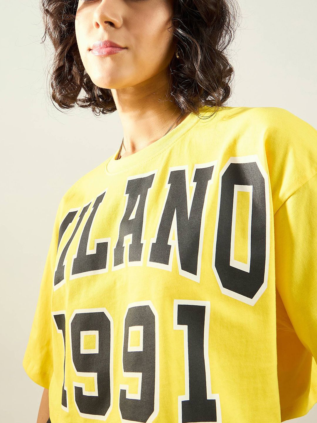 SASSAFRAS Printed Oversized Cotton Crop T-shirt