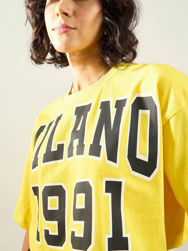 SASSAFRAS Printed Oversized Cotton Crop T-shirt