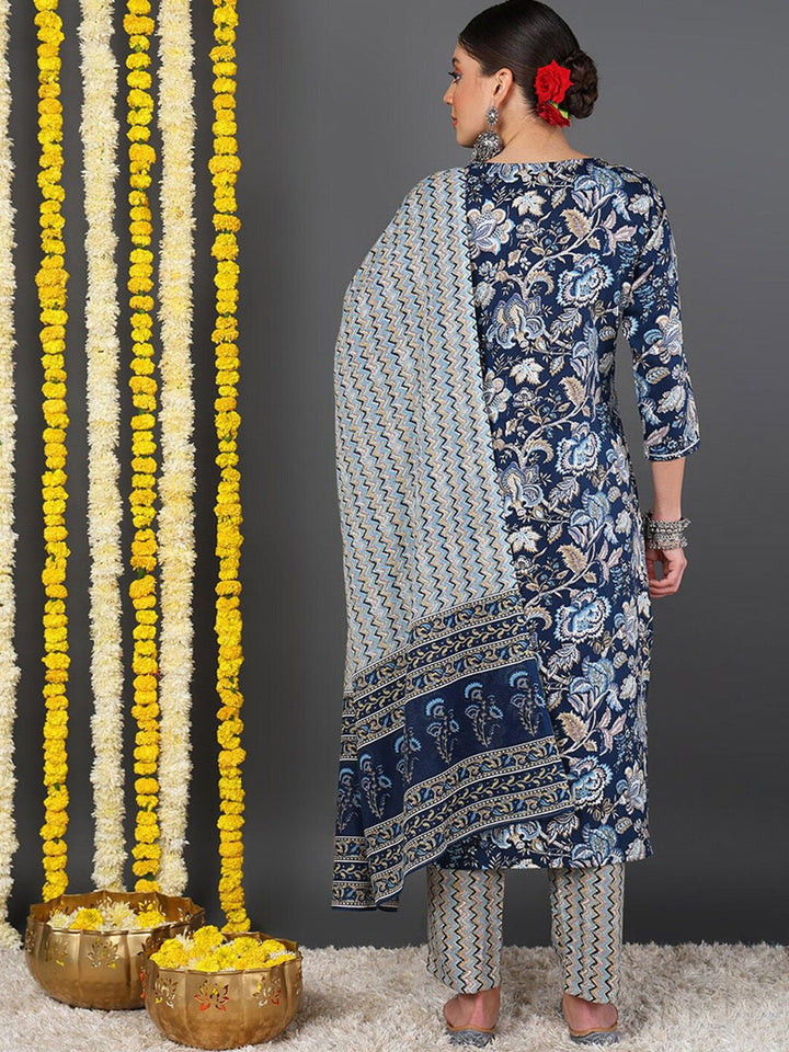 KALINI Floral Printed Gotta Patti Kurta With Trousers & Dupatta