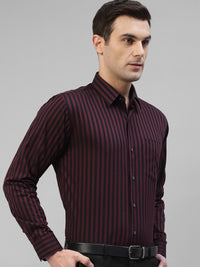 Hancock Modern Slim Fit Vertical Striped Spread Collar Pure Cotton Formal Shirt
