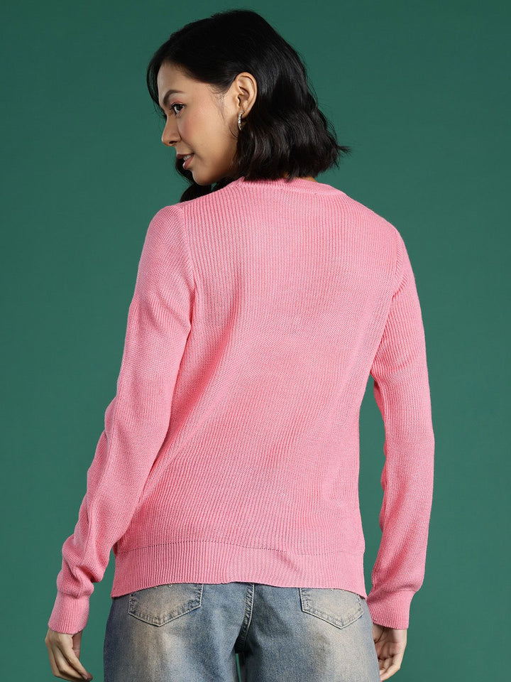 DressBerry Women Floral Embroidered Acrylic Pullover