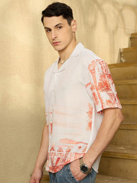 DENNISON Men Placement Printed Drop Shoulder Oversized Shirt