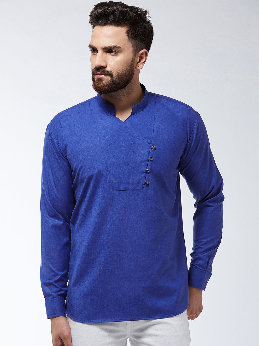 SOJANYA Lelaki Biru Solid Kurta Lurus