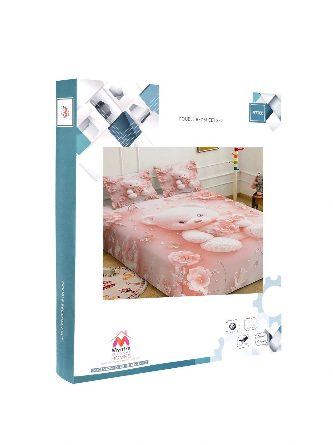 Myntra Elegant Homes Watak Kartun Merah Jambu 400 TC Cadar Katil King dengan 2 Sarung Bantal