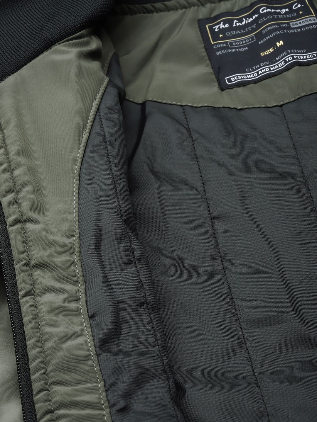 The Indian Garage Co Slim Fit High-Neck Zip-Front Bomber Jacket