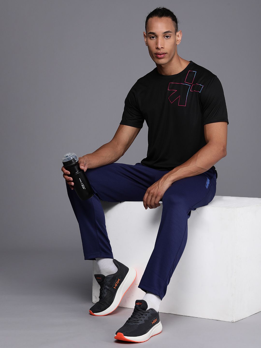 HRX by Hrithik Roshan Men Geometric Placement Print Rapid-Dry Training T-shirt