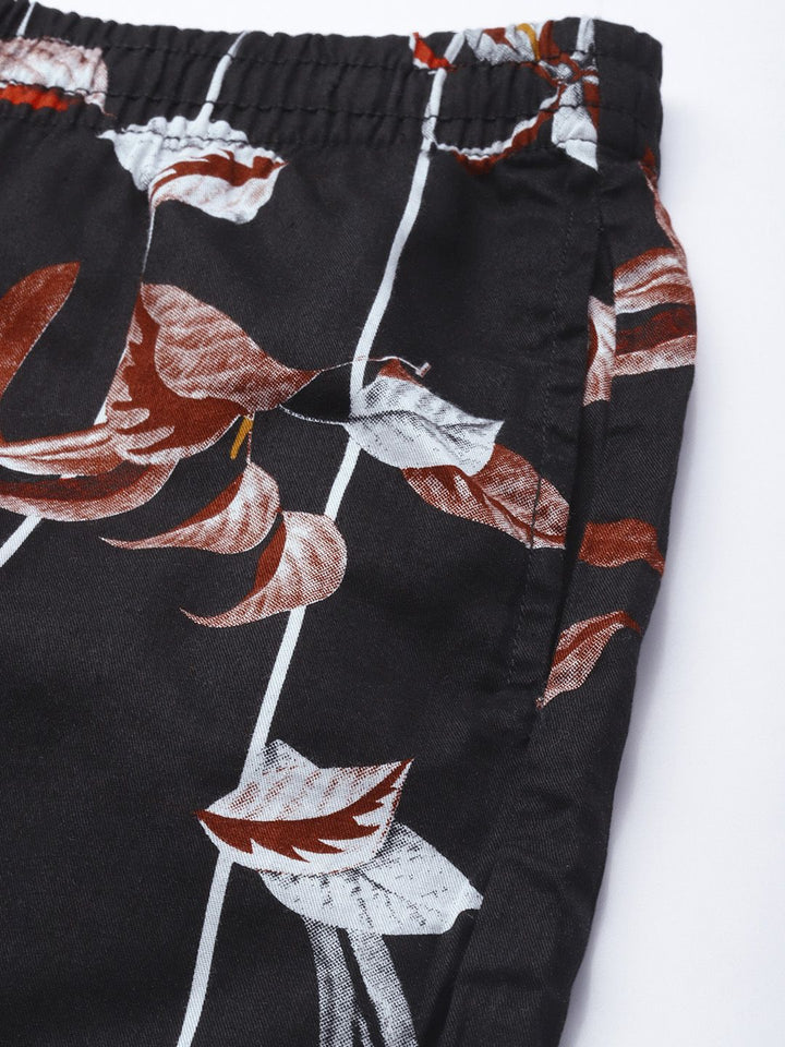 The Indian Garage Co Men Black Printed Pure Cotton Night Suit