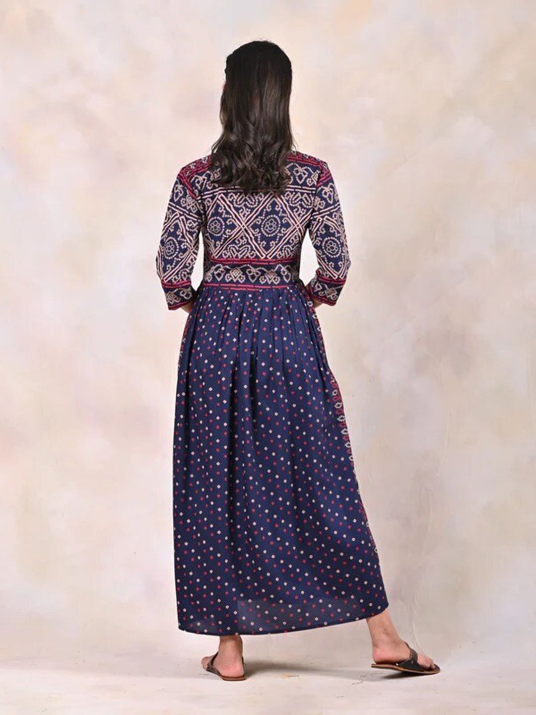 Rustorange Purple Floral Rayon Maxi Dress