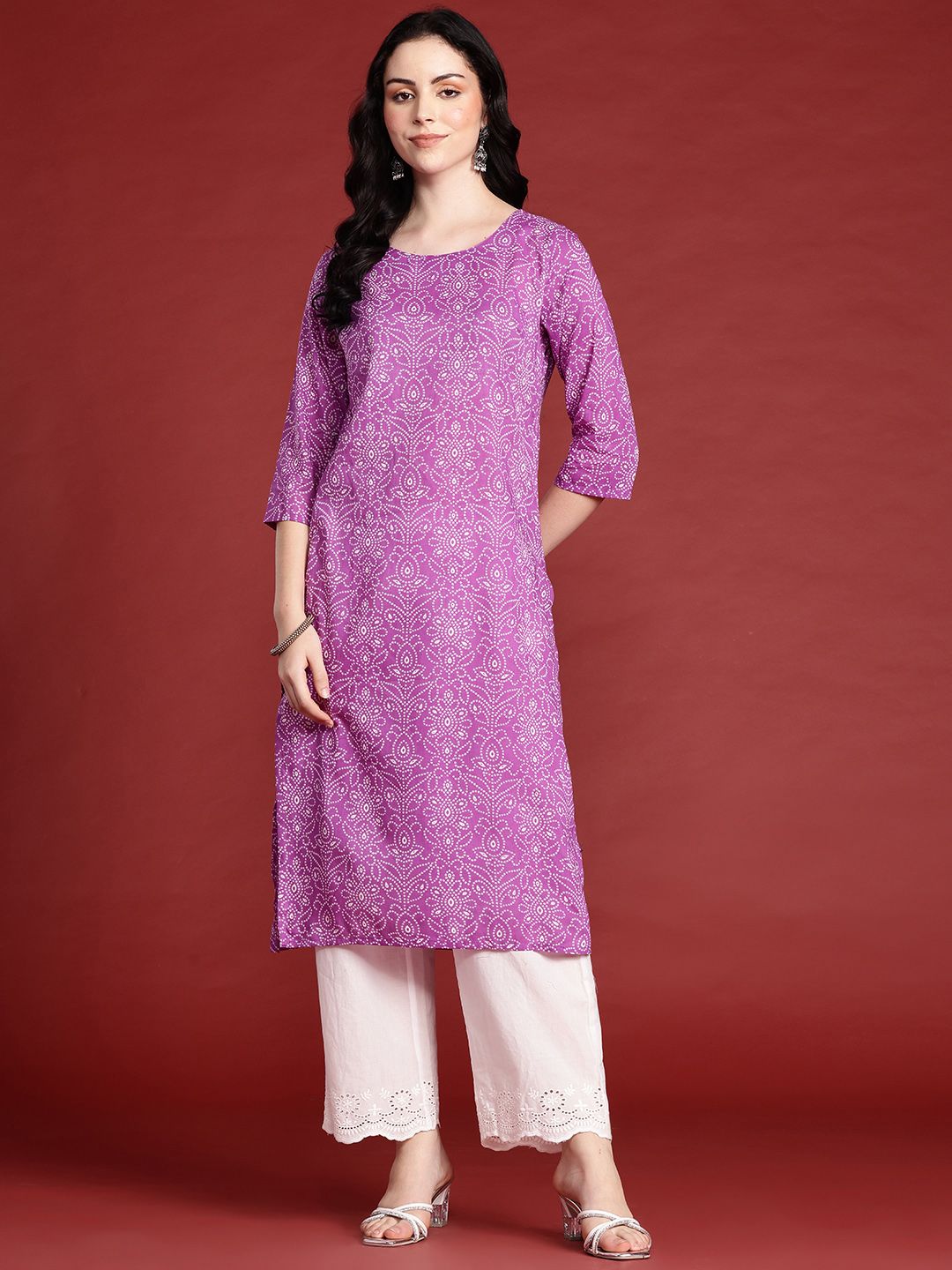 Anouk Ethnic Motifs Printed Pure Cotton Straight Kurta