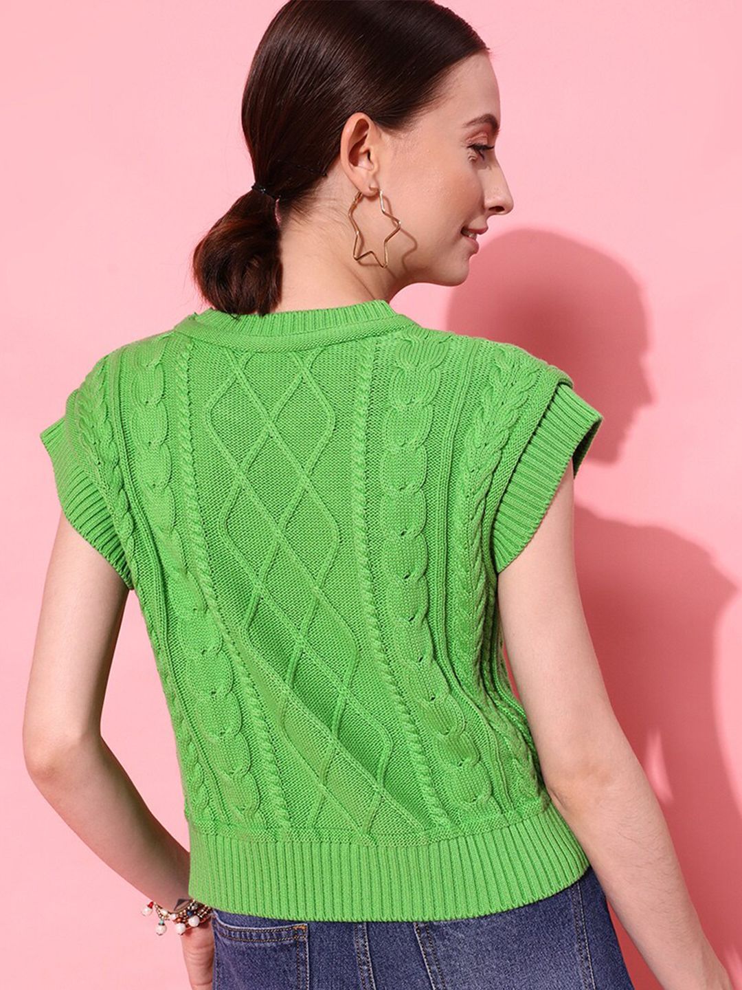 STREET 9 Women Gorgeous Green Geometric Sweater