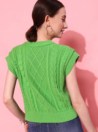 STREET 9 Women Gorgeous Green Geometric Sweater