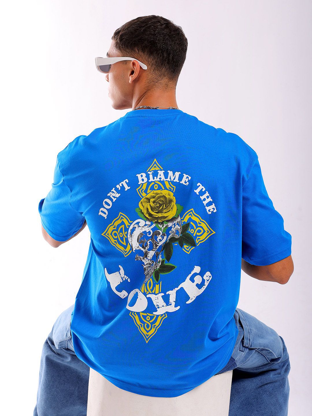 The Indian Garage Co Men Back Printed Round Neck Boxy Oversized T-shirt