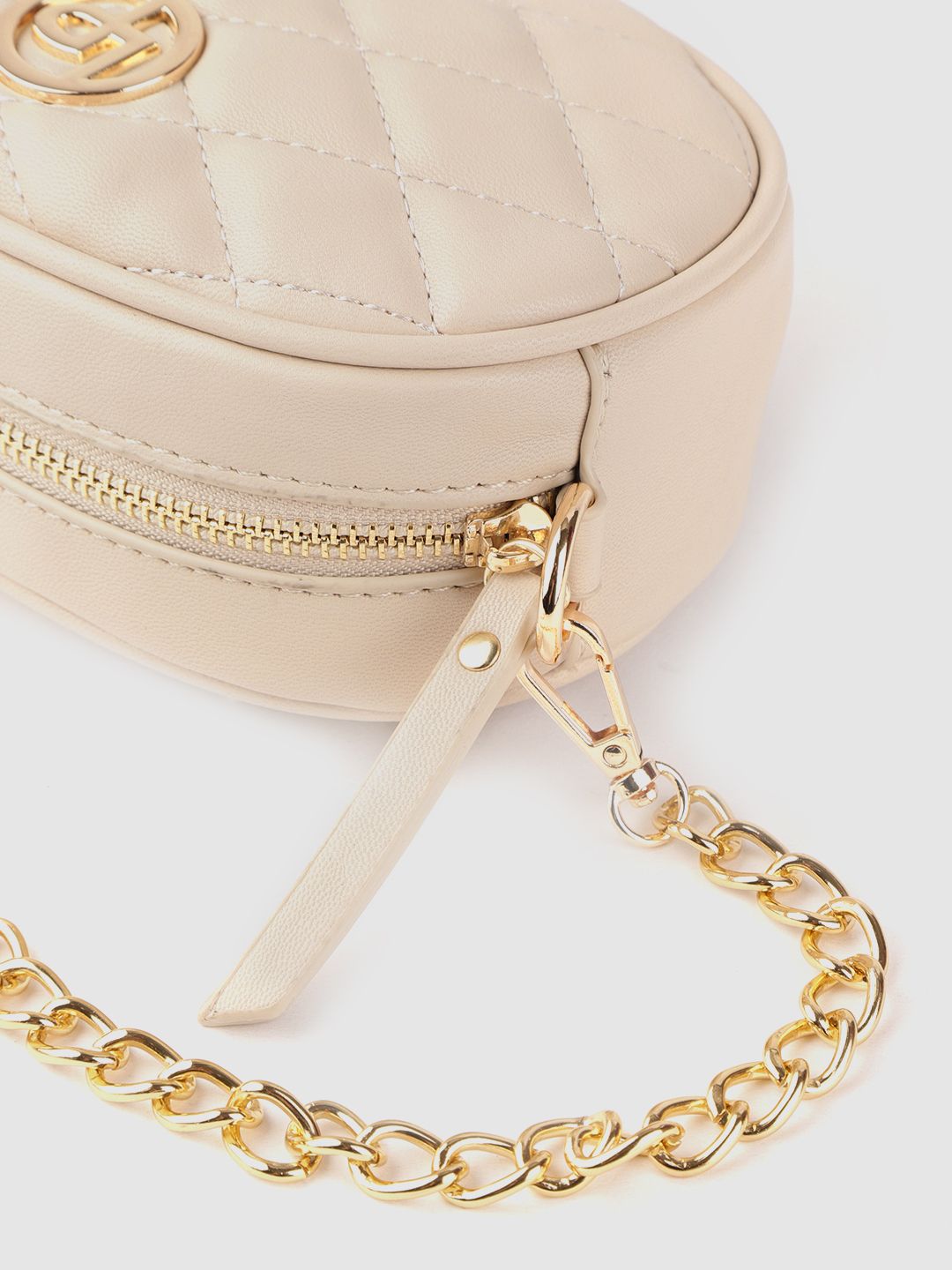 Lino Perros Beige Quilted Sling Bag cum Waist Pouch