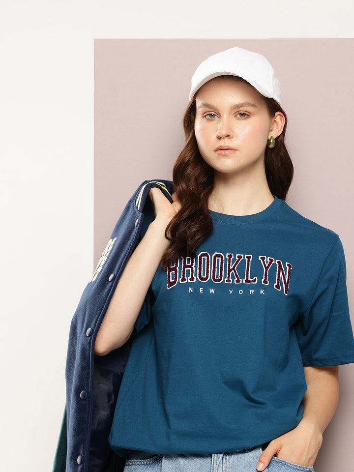 DILLINGER Varsity Printed Pure Cotton Oversized Embroidered T-shirt