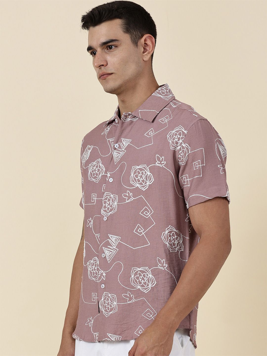 Thomas Scott Men Embroidered Regular Fit Casual Shirt