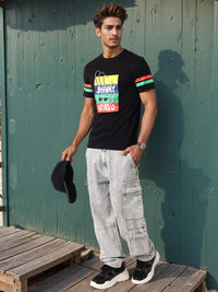 The Indian Garage Co Men Johnny Bravo Typography Printed Cotton Slim Fit T-shirt