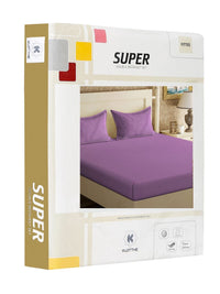 KLOTTHE Purple Solid Cotton 300 TC Dilengkapi Cadar King dengan 2 Sarung Bantal-250 x 225 cm