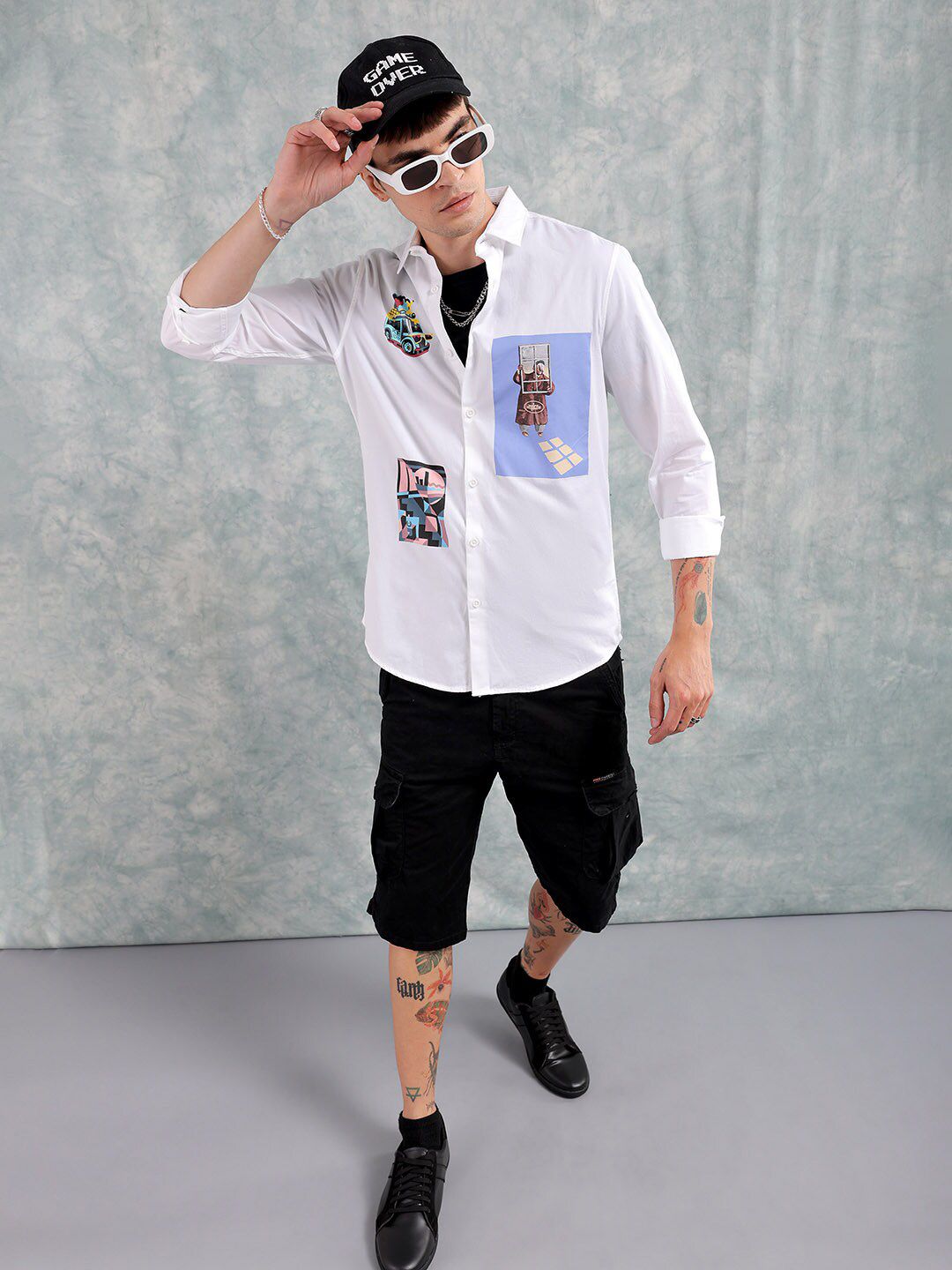 The Indian Garage Co Slim Fit Graphic Printed Cotton Shirt