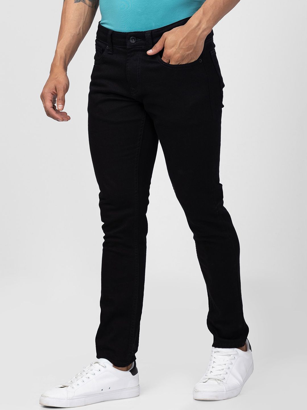 SPYKAR Men Black Super Skinny Fit Low-Rise Cotton Jeans