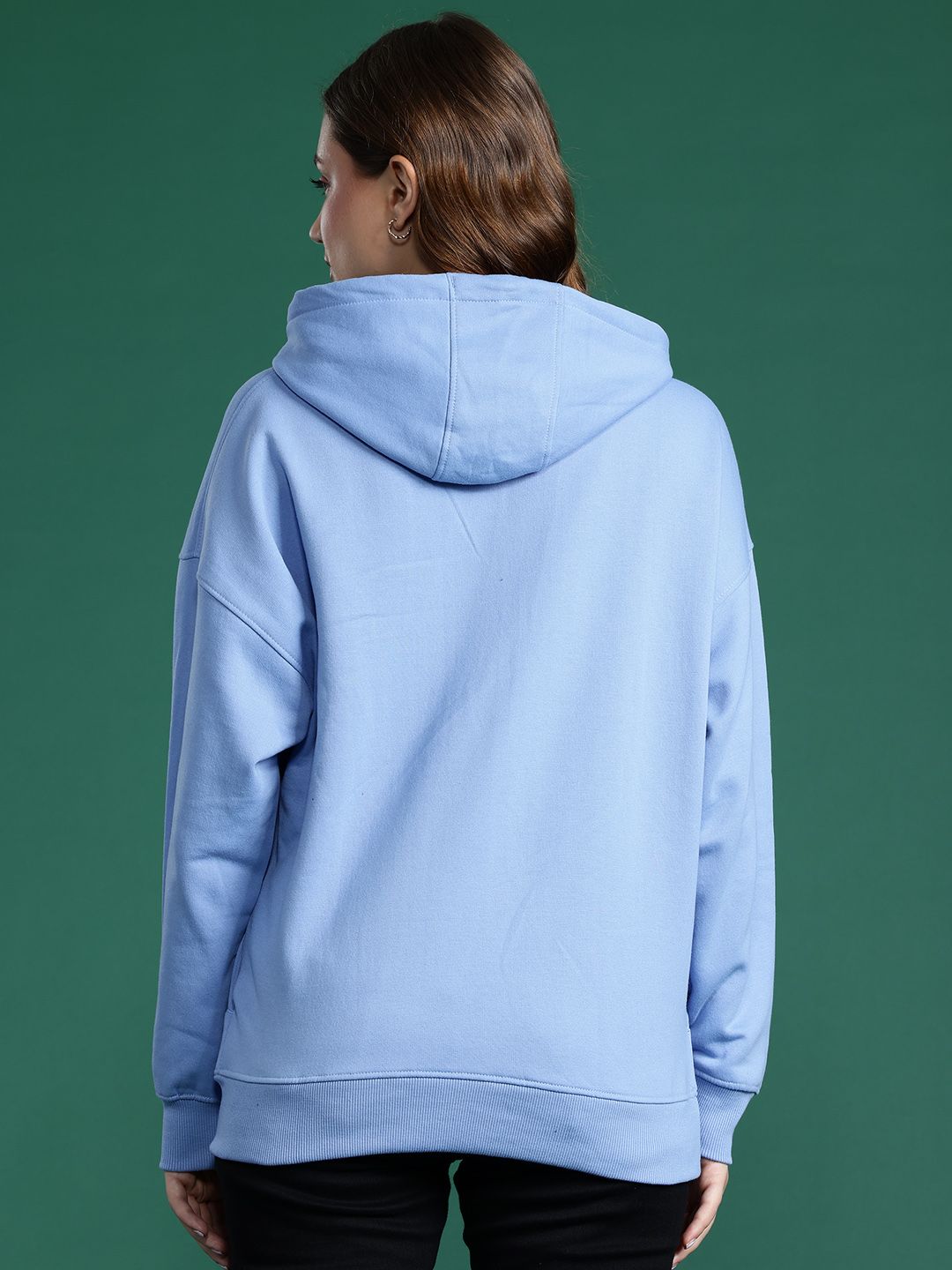 DressBerry Printed Hooded Drop-Shoulder Sleeves Sweatshirt