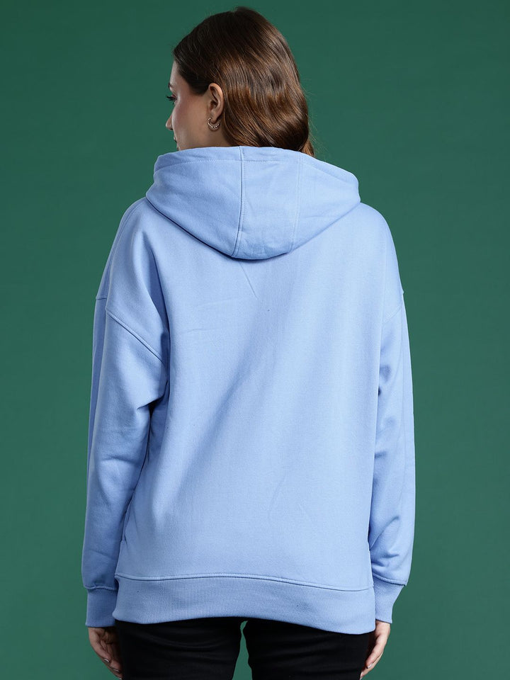 DressBerry Printed Hooded Drop-Shoulder Sleeves Sweatshirt