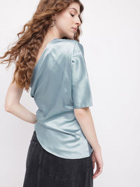 DressBerry High-Low Drama Ruched Satin Top