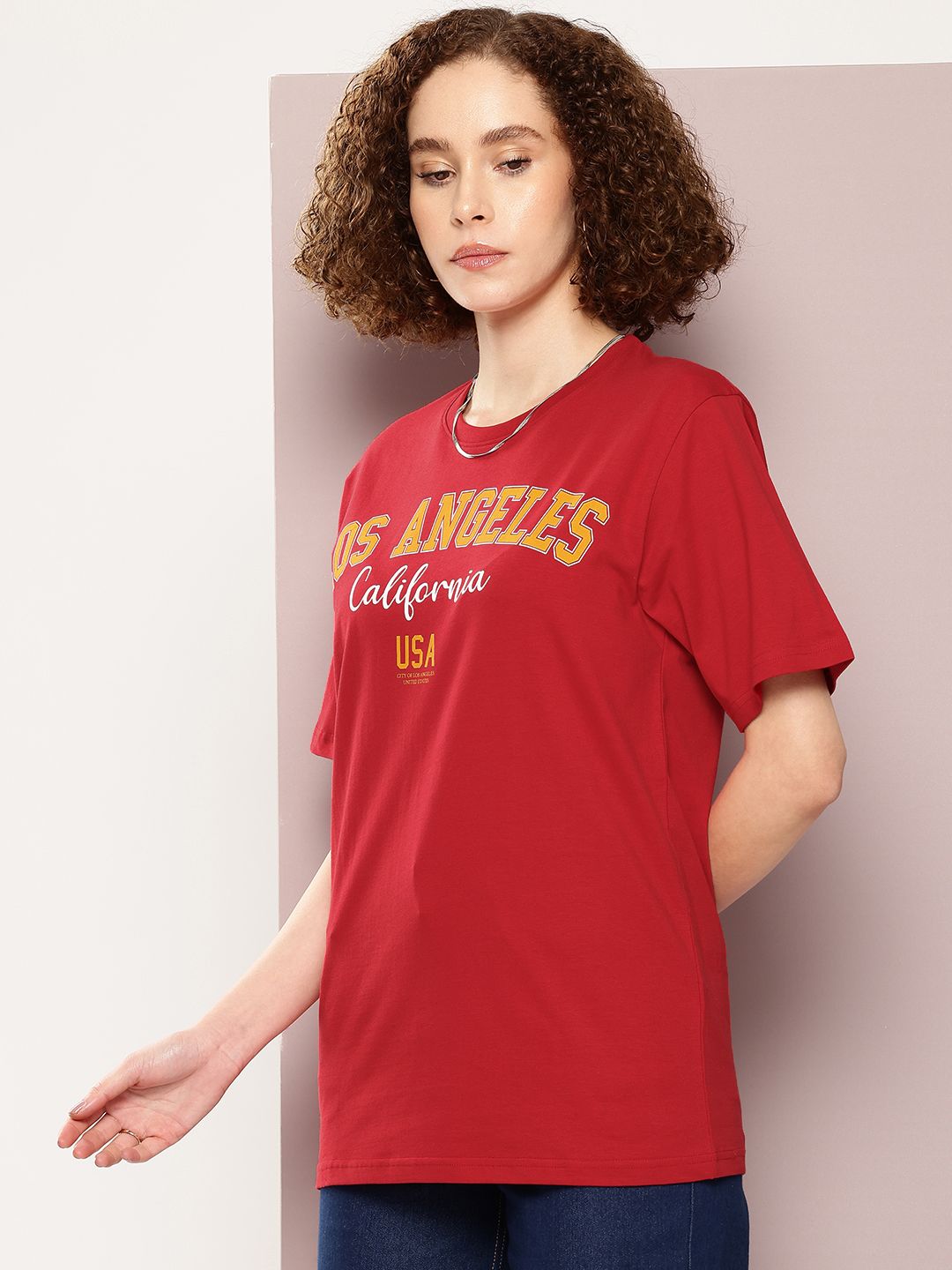 DILLINGER Women Typography Printed Pure Cotton Oversized T-shirt
