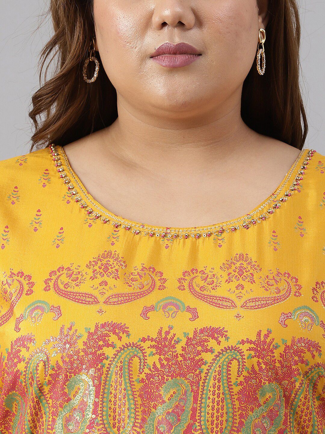 W Plus Size Ethnic Motifs Printed Maxi Ethnic Dress