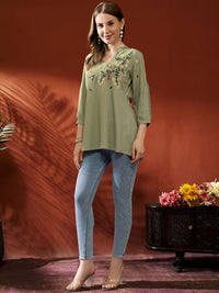 Anouk Women Floral Embroidered Above Knee Kurta