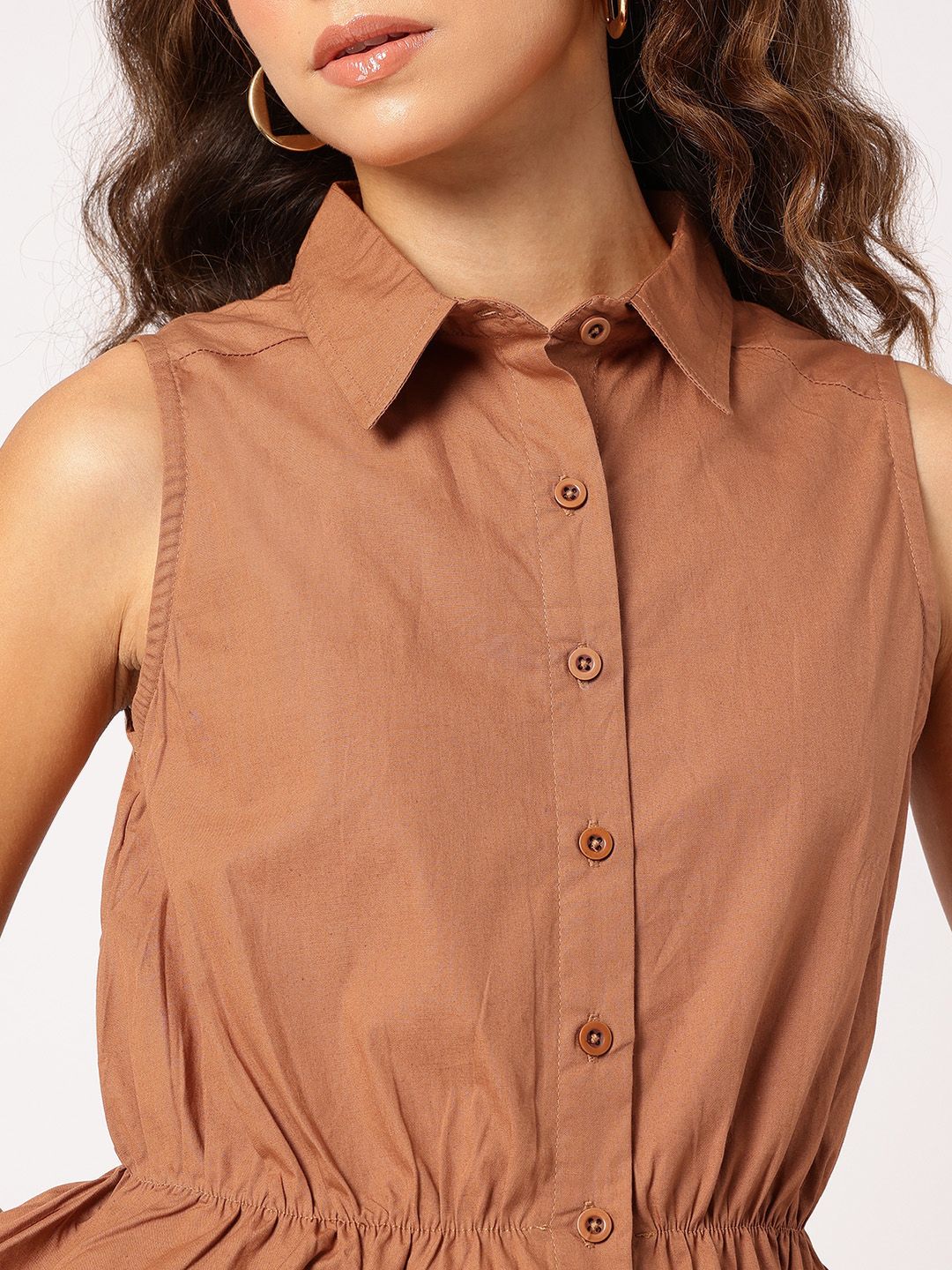 DressBerry Gathered Chic Cinched Waist Shirt Style Top
