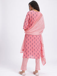 Anouk Printed Pure Cotton Kurta with Trousers & Dupatta