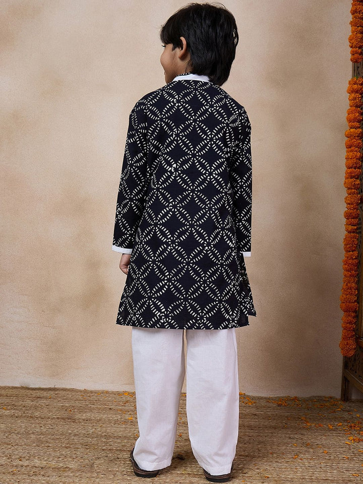 pspeaches Boys Ethnic Motifs Printed Mandarin Collar Kurta with Pyjamas