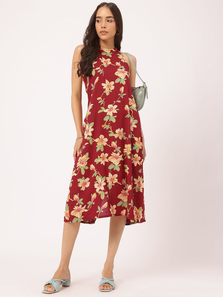 DressBerry Halter Haul Floral Haven Cotton Cambric Dress
