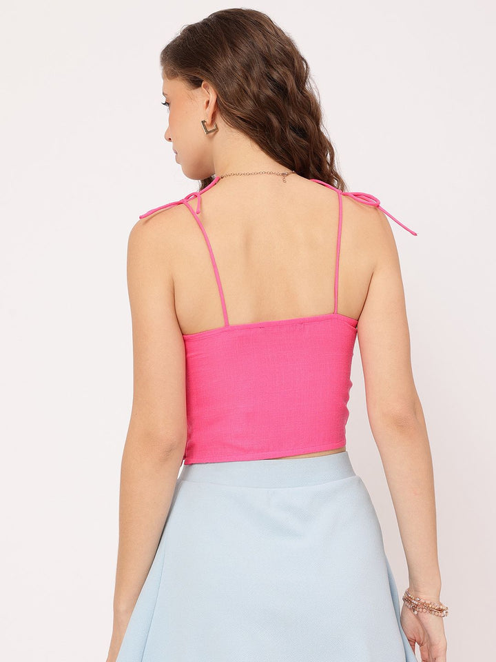 DressBerry Dreamy Drape Bow Strappy Crop Top