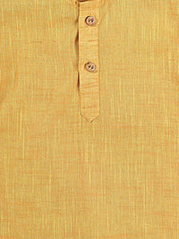 VASTRAMAY Kids Boys Yellow and White Pure Cotton Kurta with Pyjama