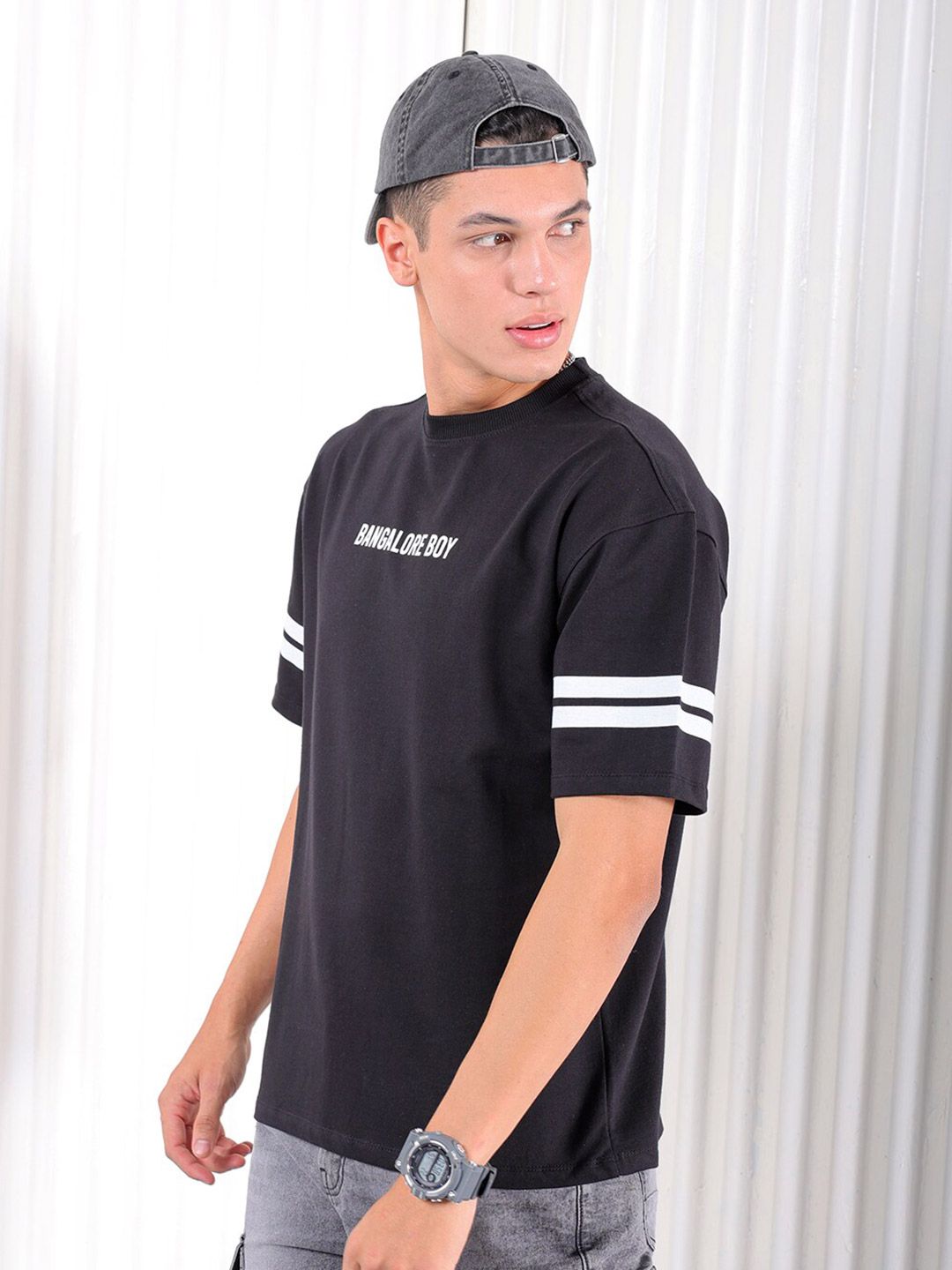 The Indian Garage Co Typography Printed Pure Cotton Boxy T-shirt