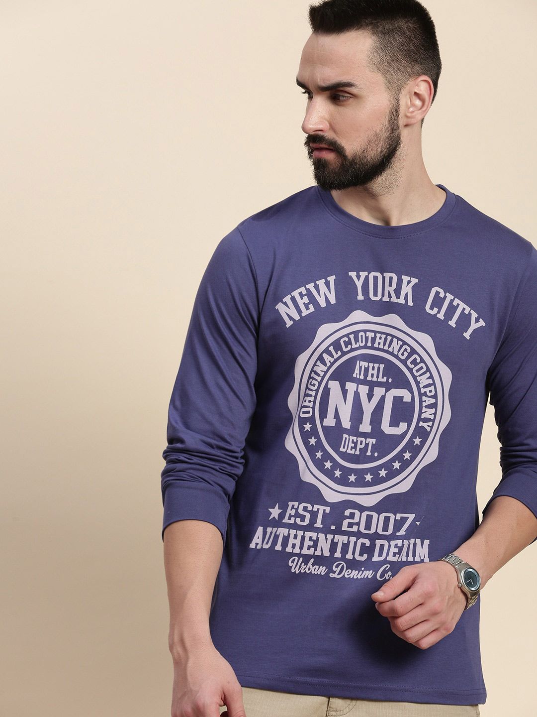 DILLINGER Typography Printed Round Neck Pure Cotton T-shirt