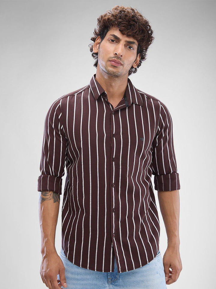 SPYKAR Men Striped Spread Collar Slim Fit Casual Shirt