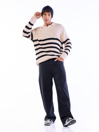 Bewakoof Men Striped Shirt Collar Pullover