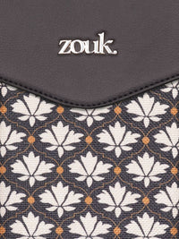 ZOUK Ethnic Motifs Printed Structured Jute Shoulder Bag
