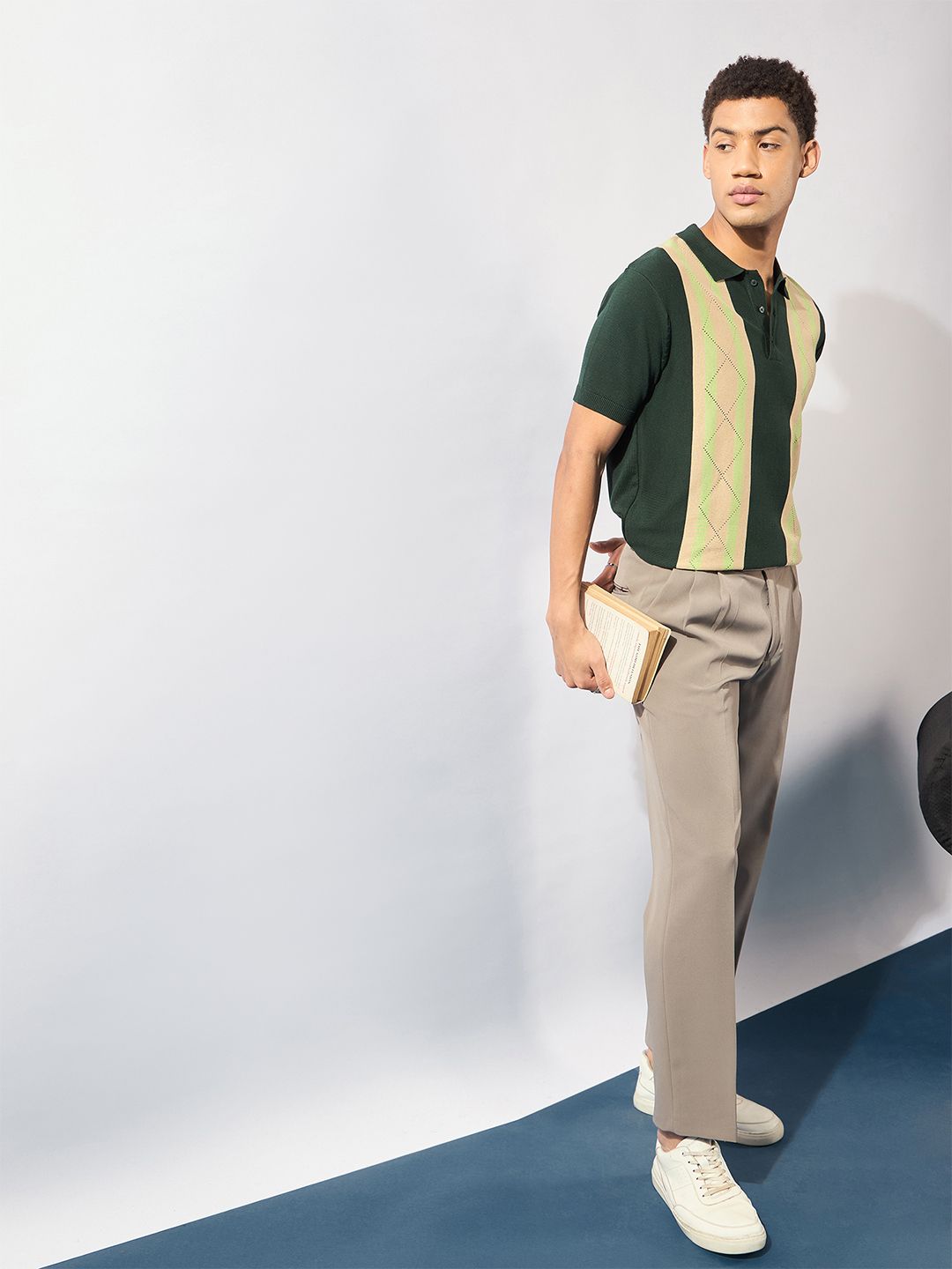 DENNISON Textured Polo Collar Knitted T-Shirt