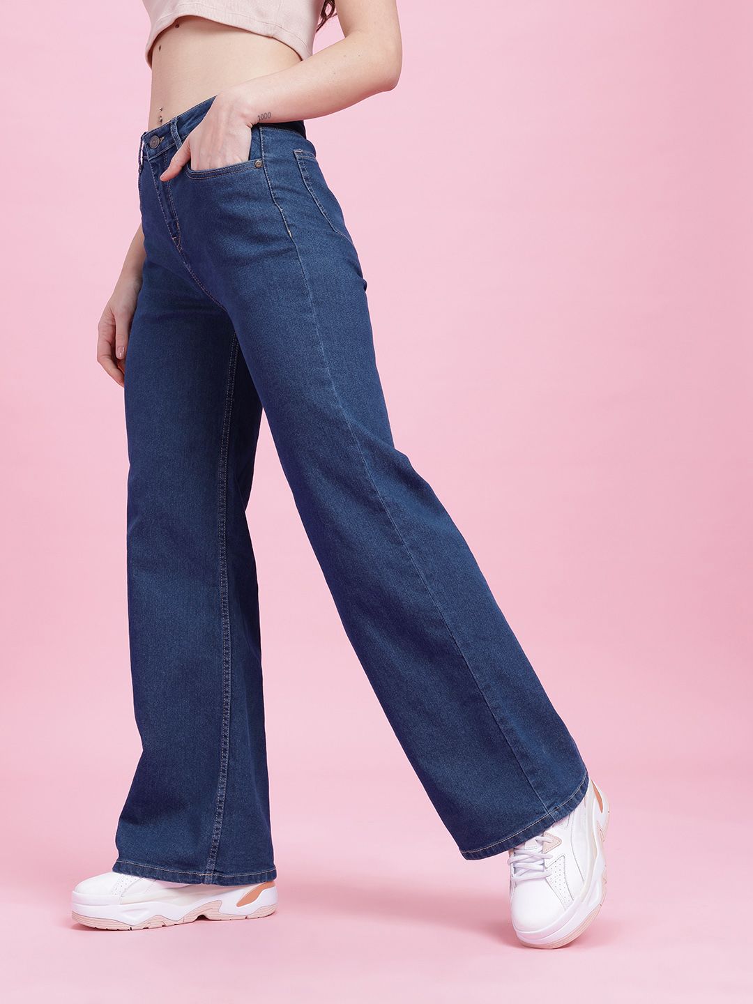 DressBerry Women Wide Leg Stretchable Jeans