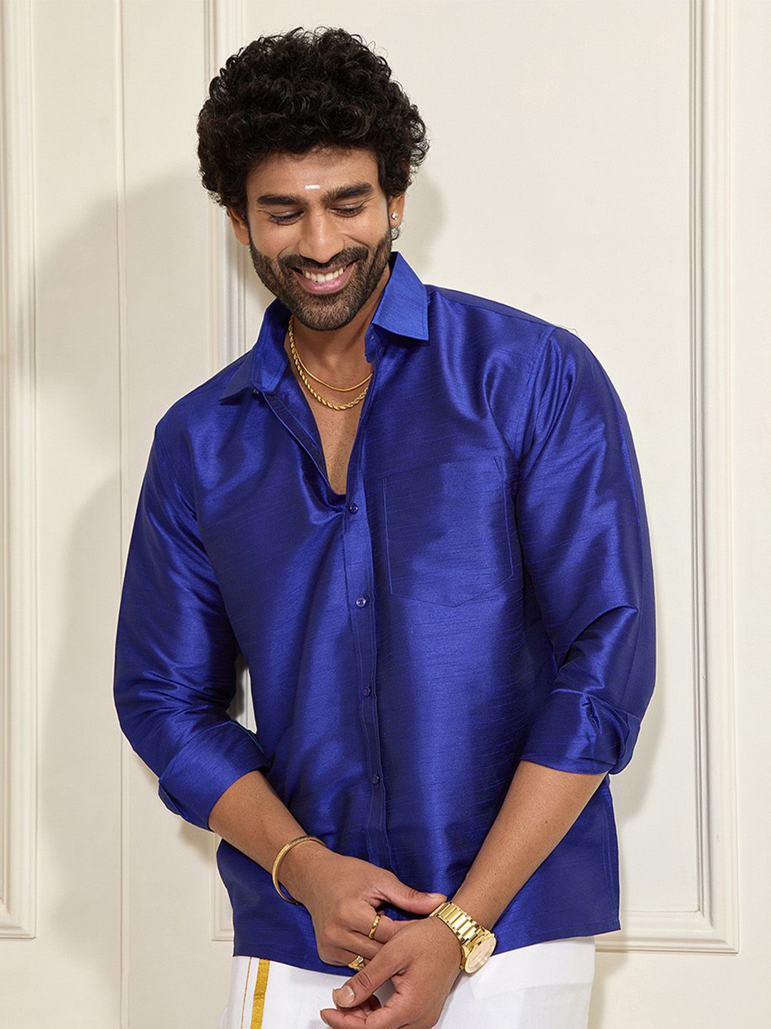 VASTRAMAY Premium Spread Collar Casual Shirt