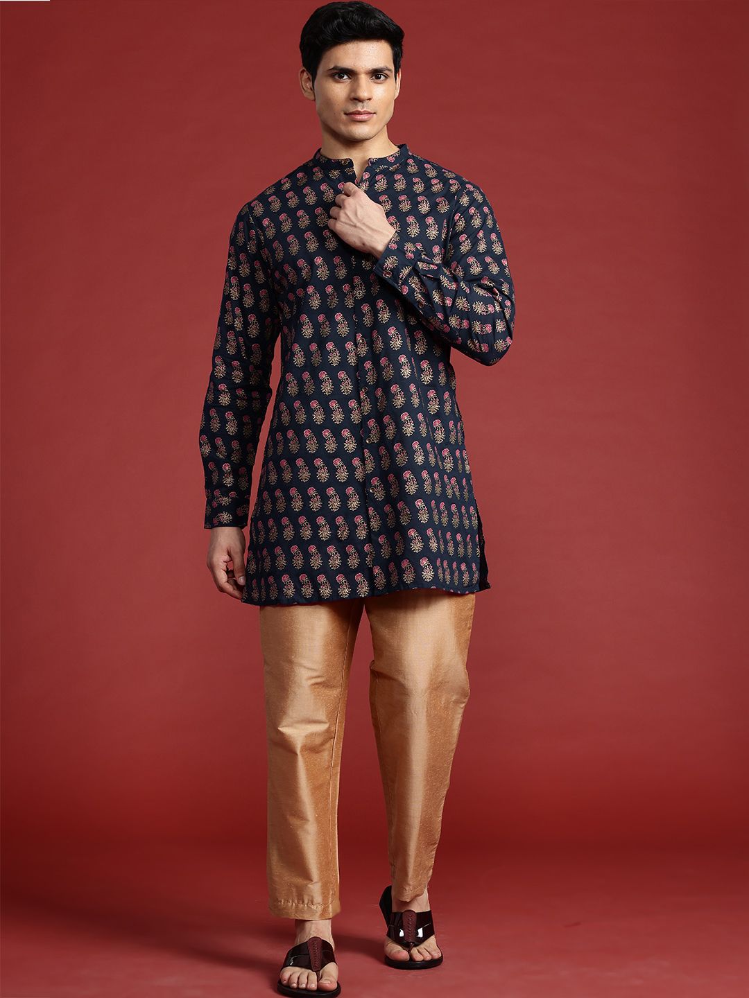 Anouk Ethnic Motifs Printed Regular Pure Cotton Kurta with Trousers