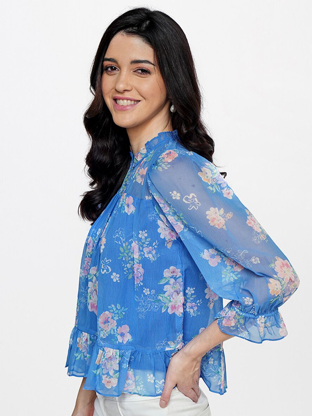AND Floral Print High Neck Top